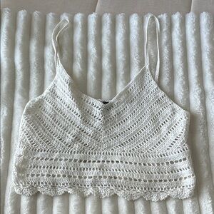 H&M White Crochet Women Top
